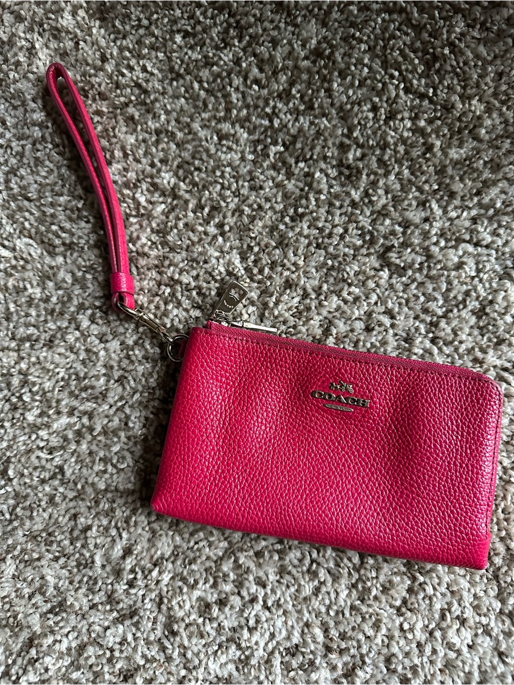 Coach Hot Pink Pebbled Leather Wristlet